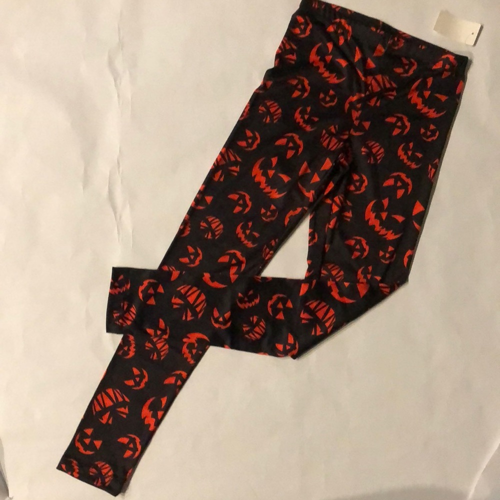 Halloween Jack-O-Lantern pumpkin leggings Size: Children’s XS Black/Orange